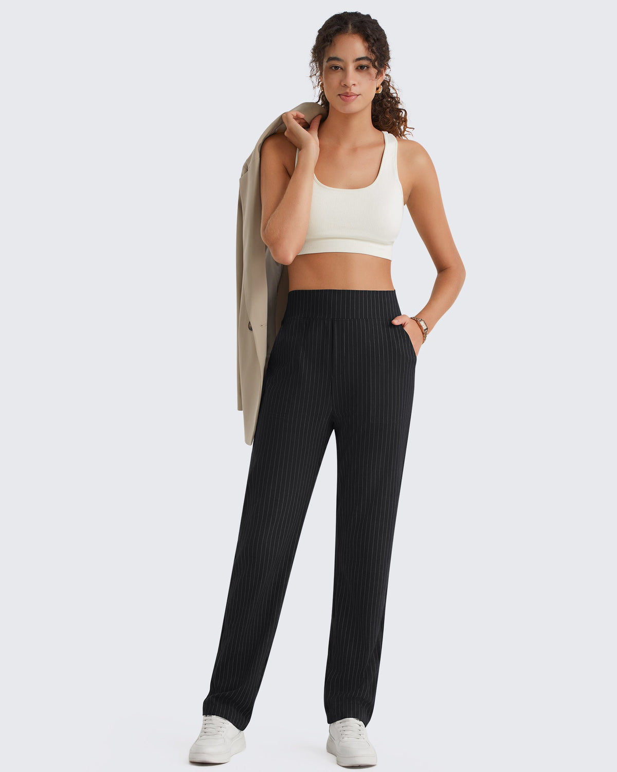 G4Free ShiftReady Pinstripe Work Pants with Pockets Straight Leg