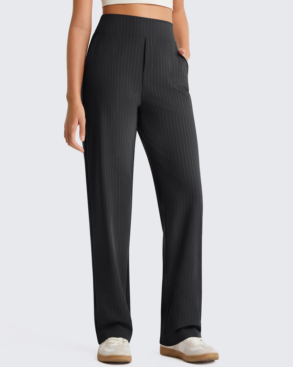G4Free ShiftReady Pinstripe Work Pants with Pockets Straight Leg