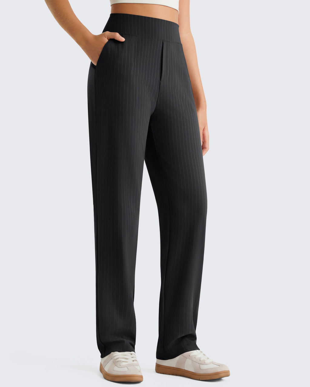 G4Free ShiftReady Pinstripe Work Pants with Pockets Straight Leg