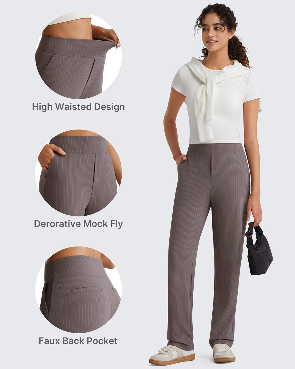 G4Free ShiftReady Pinstripe Work Pants with Pockets Straight Leg