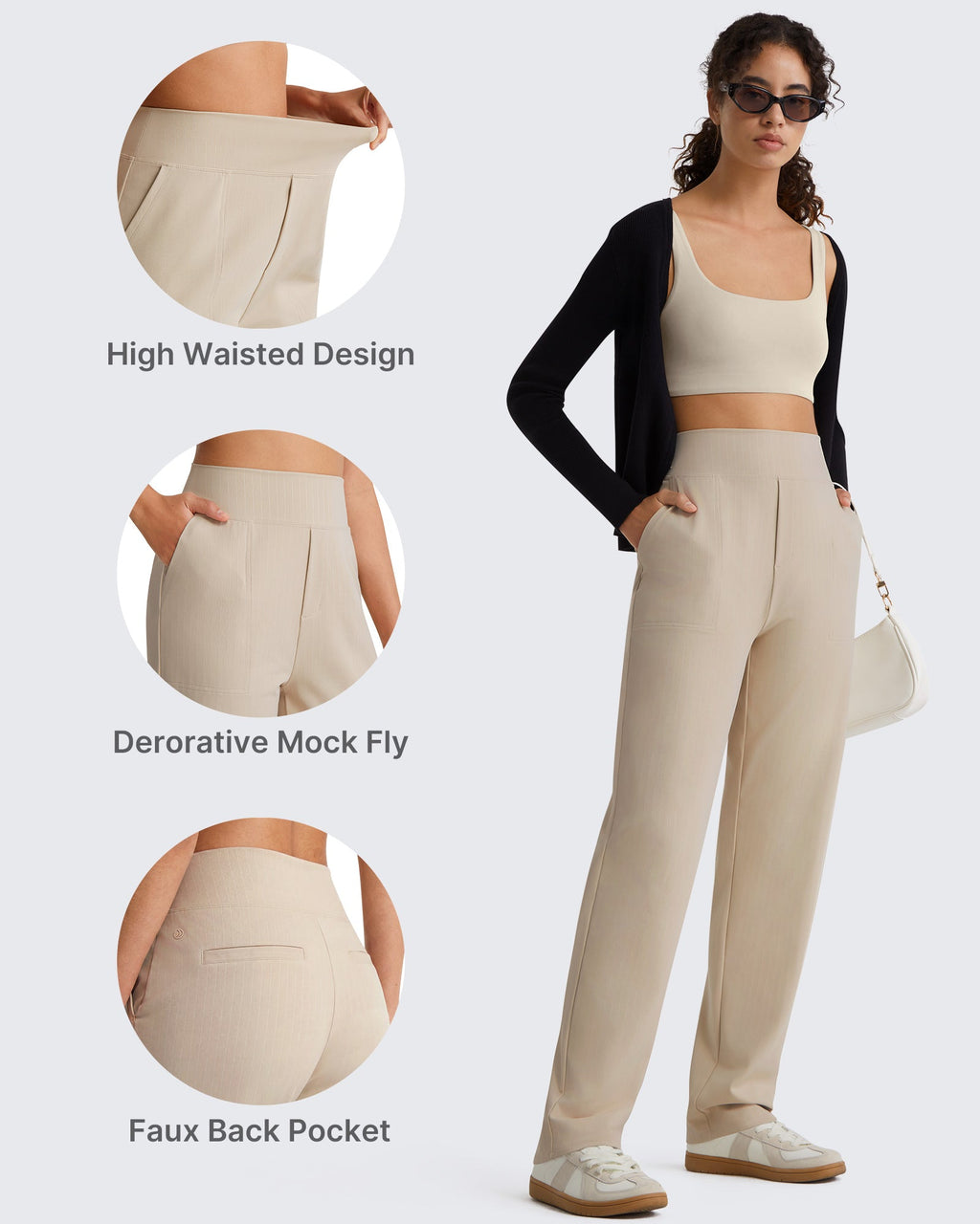 G4Free ShiftReady Pinstripe Work Pants with Pockets Straight Leg