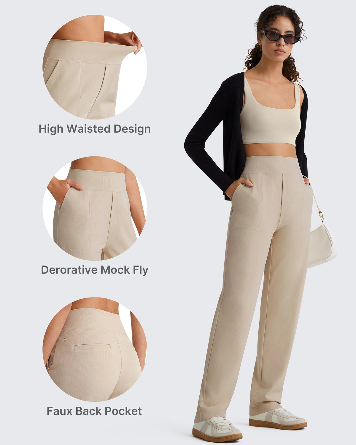 G4Free ShiftReady Pinstripe Work Pants with Pockets Straight Leg