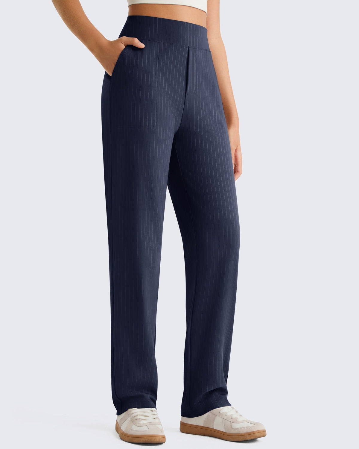 G4Free ShiftReady Pinstripe Work Pants with Pockets Straight Leg