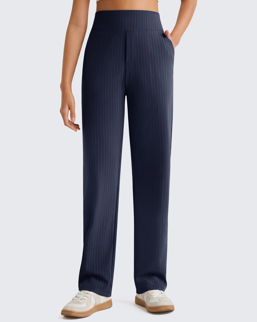 G4Free ShiftReady Pinstripe Work Pants with Pockets Straight Leg