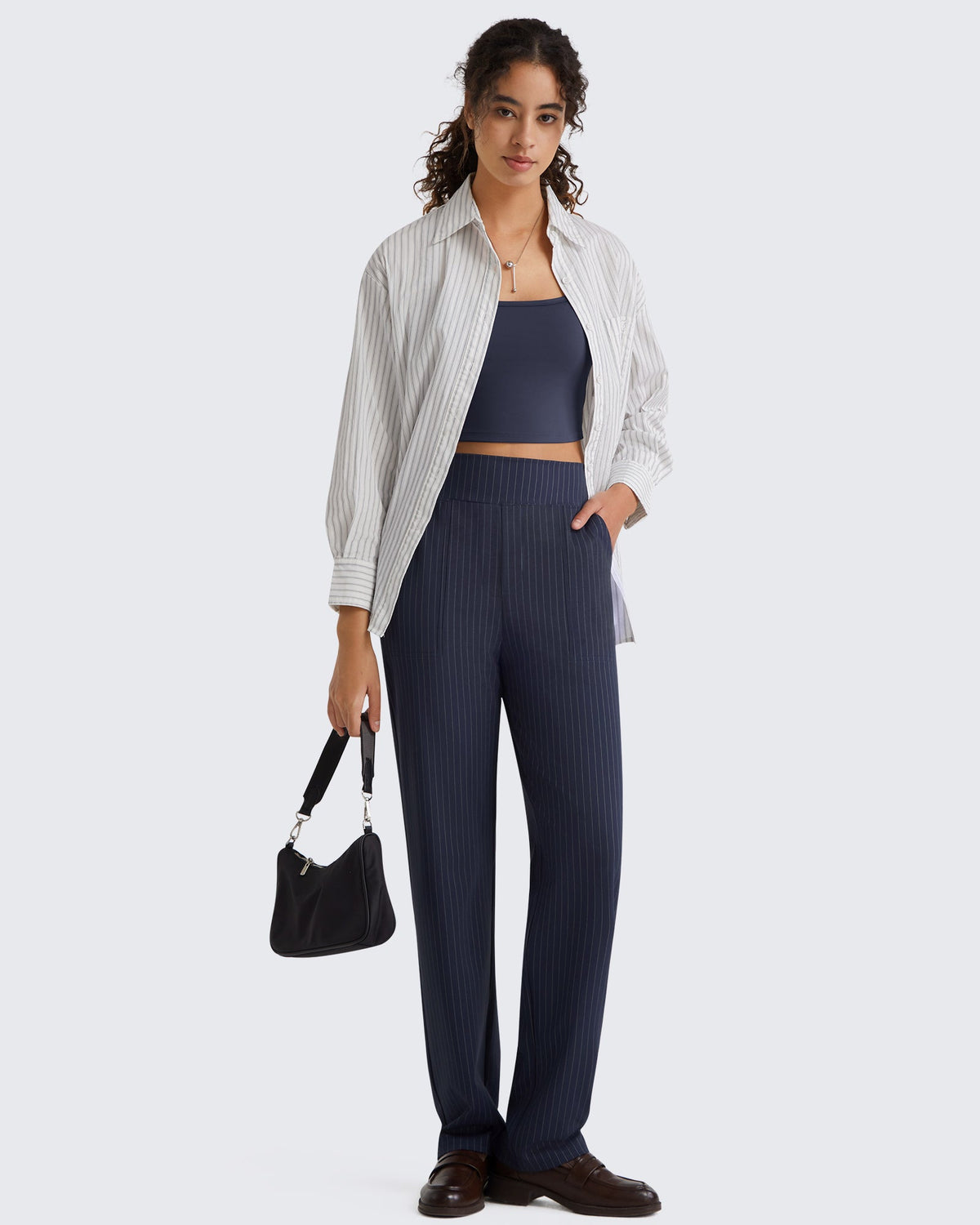 G4Free ShiftReady Pinstripe Work Pants with Pockets Straight Leg