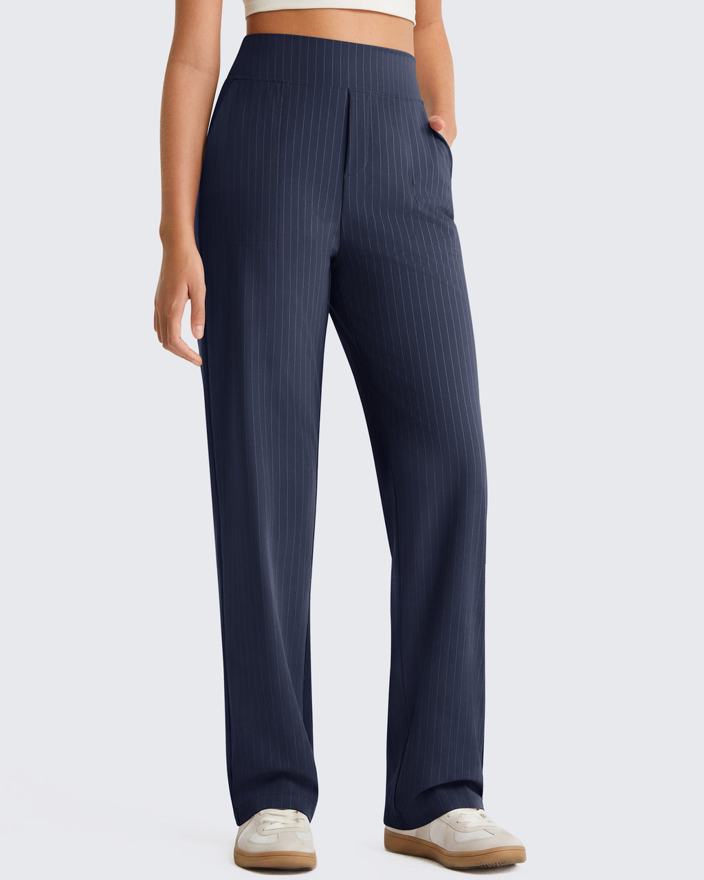 G4Free ShiftReady Pinstripe Work Pants with Pockets Straight Leg
