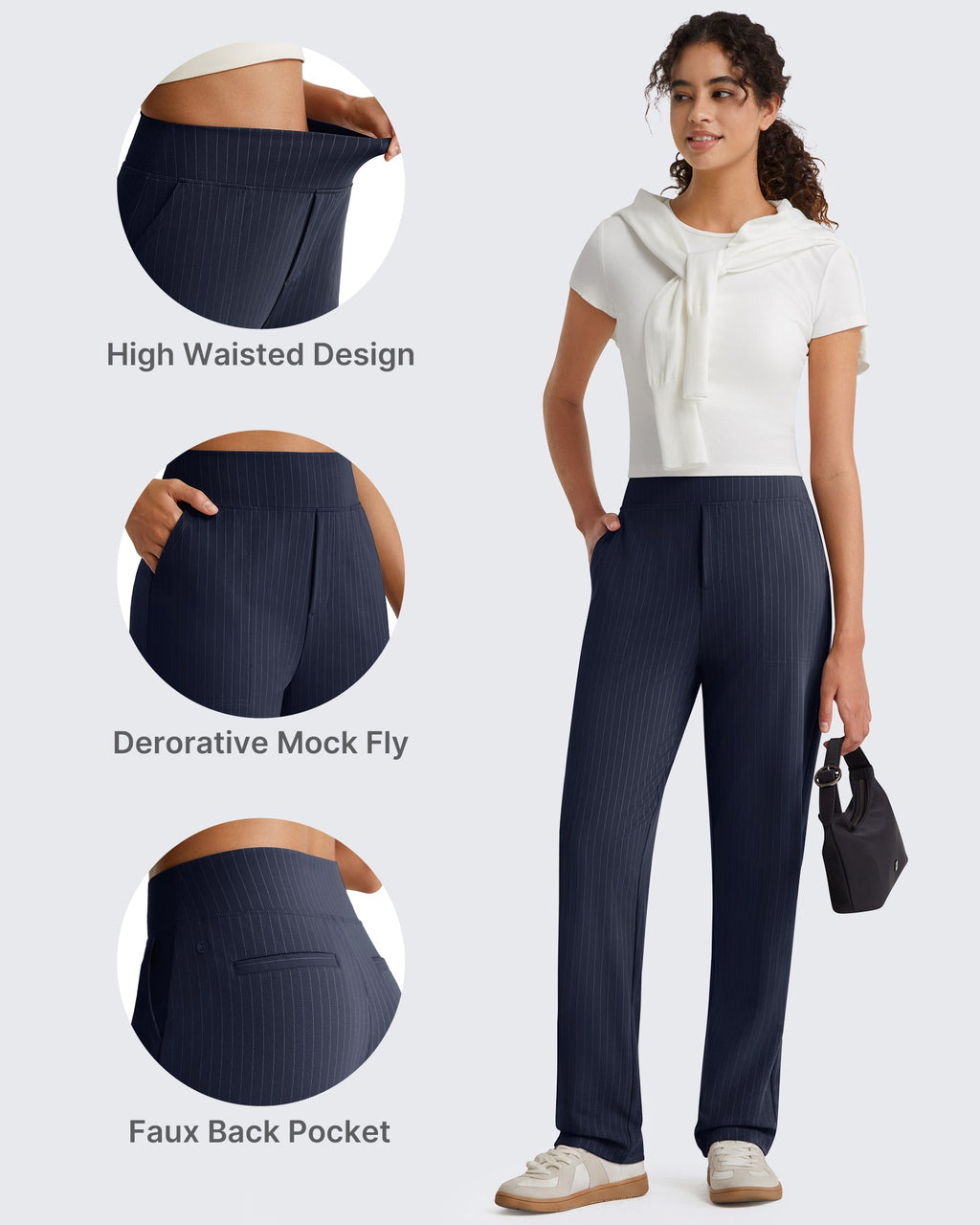 G4Free ShiftReady Pinstripe Work Pants with Pockets Straight Leg
