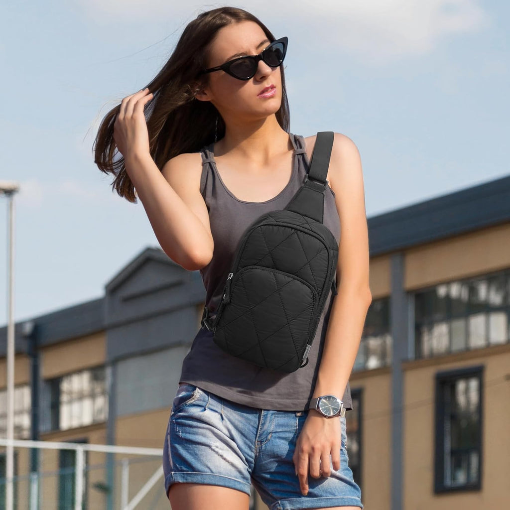 G4Free Sling Bag, Casual Quilted Puffer Crossbody Purse Lightweight Fanny Packs