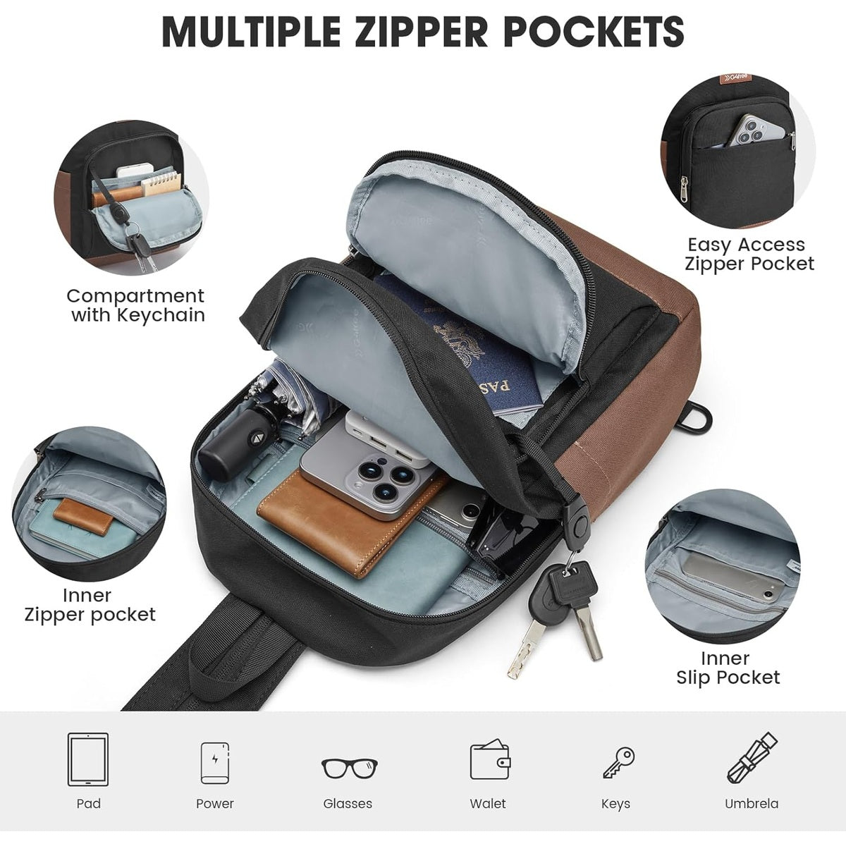 G4Free Sling Bag Crossbody Backpack Small Convertible Crossbody Bag