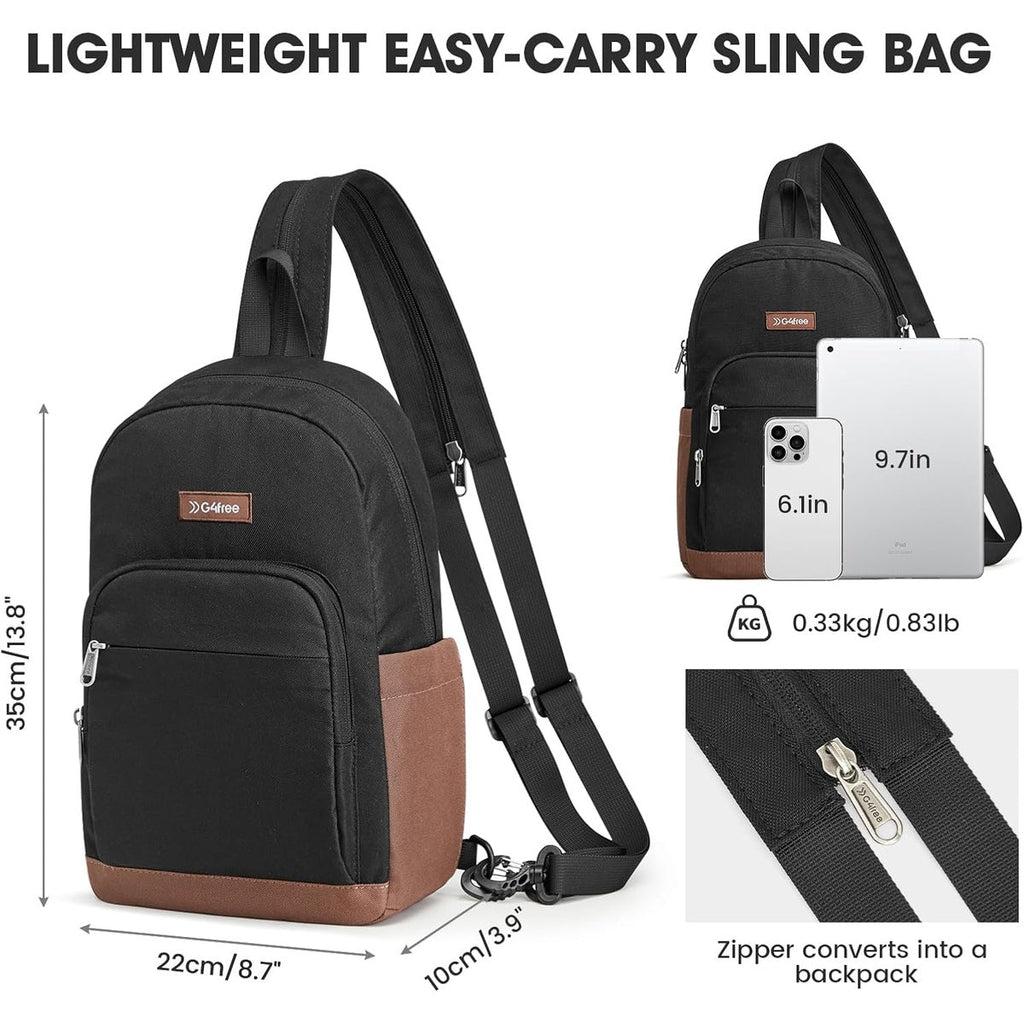 G4Free Sling Bag Crossbody Backpack Small Convertible Crossbody Bag