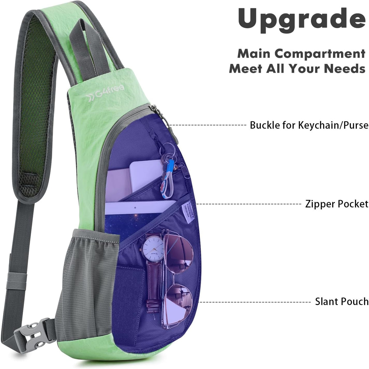 G4Free Sling Bag, Small Crossbody Backpack Lightweight Chest Shoulder Bags
