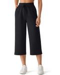 G4Free Smoofit Drawstring Wide Leg Capri Pants with Pockets