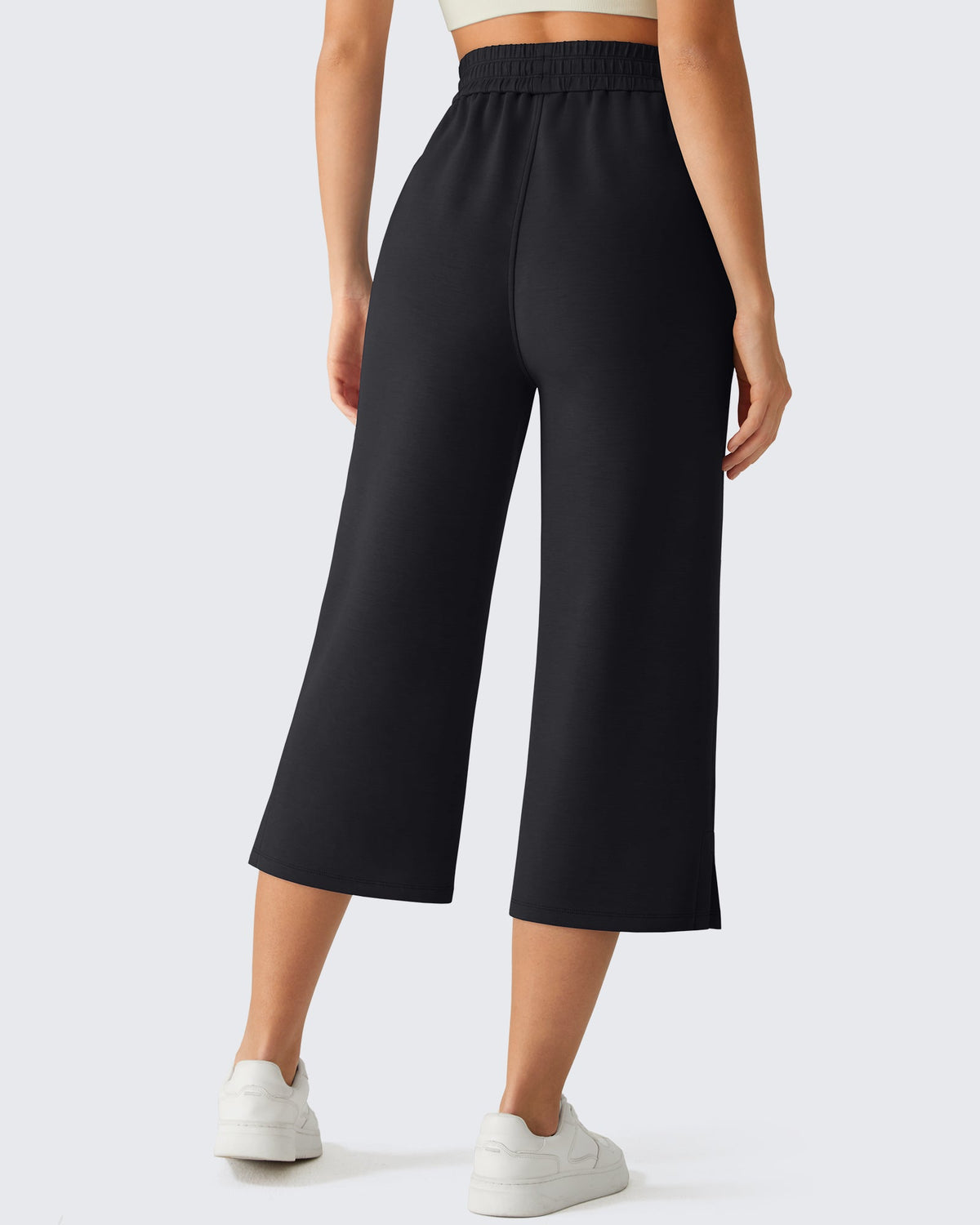 G4Free Smoofit Drawstring Wide Leg Capri Pants with Pockets