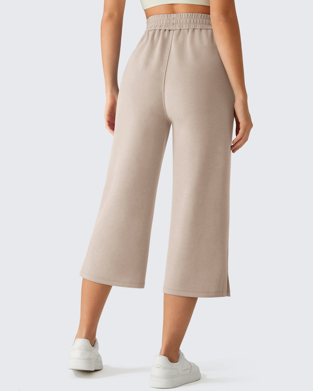 G4Free Smoofit Drawstring Wide Leg Capri Pants with Pockets