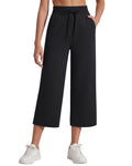 G4Free Smoofit High Waisted Drawstring Wide Leg Capris with Pockets