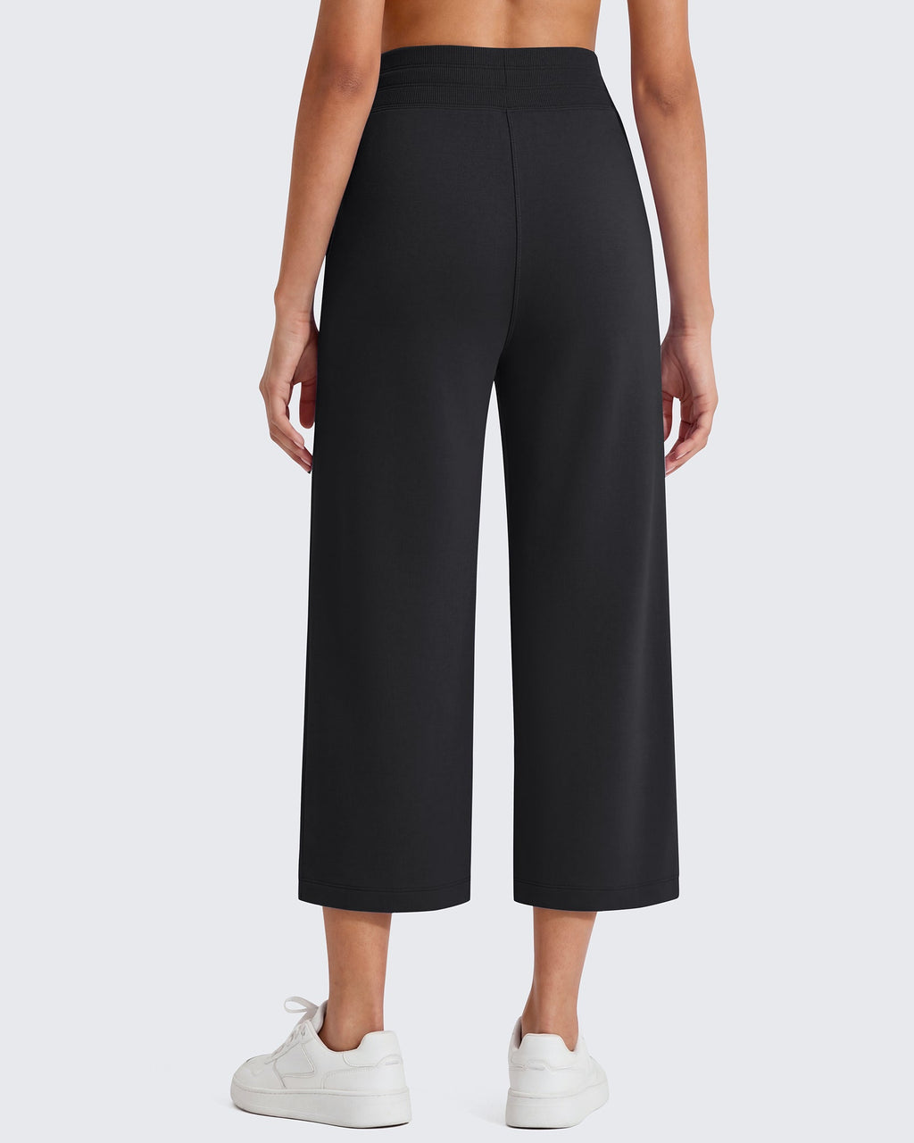 G4Free Smoofit High Waisted Drawstring Wide Leg Capris with Pockets