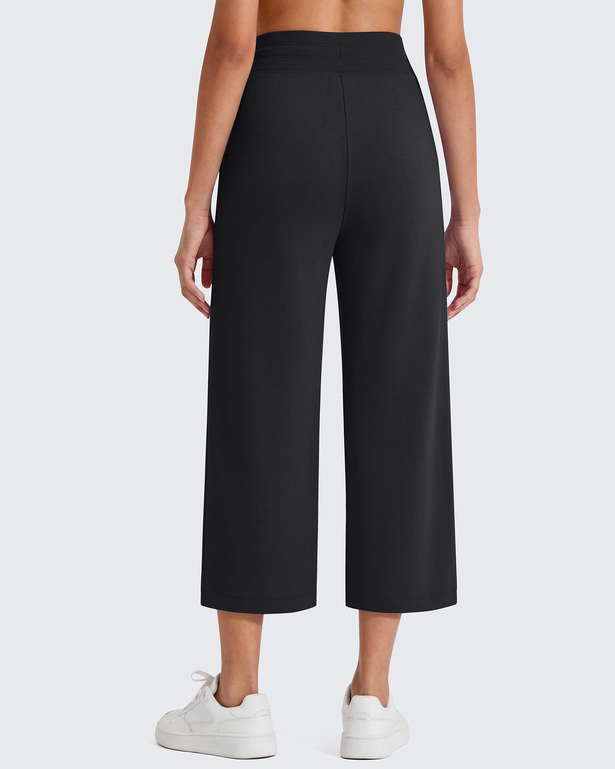 G4Free Smoofit High Waisted Drawstring Wide Leg Capris with Pockets