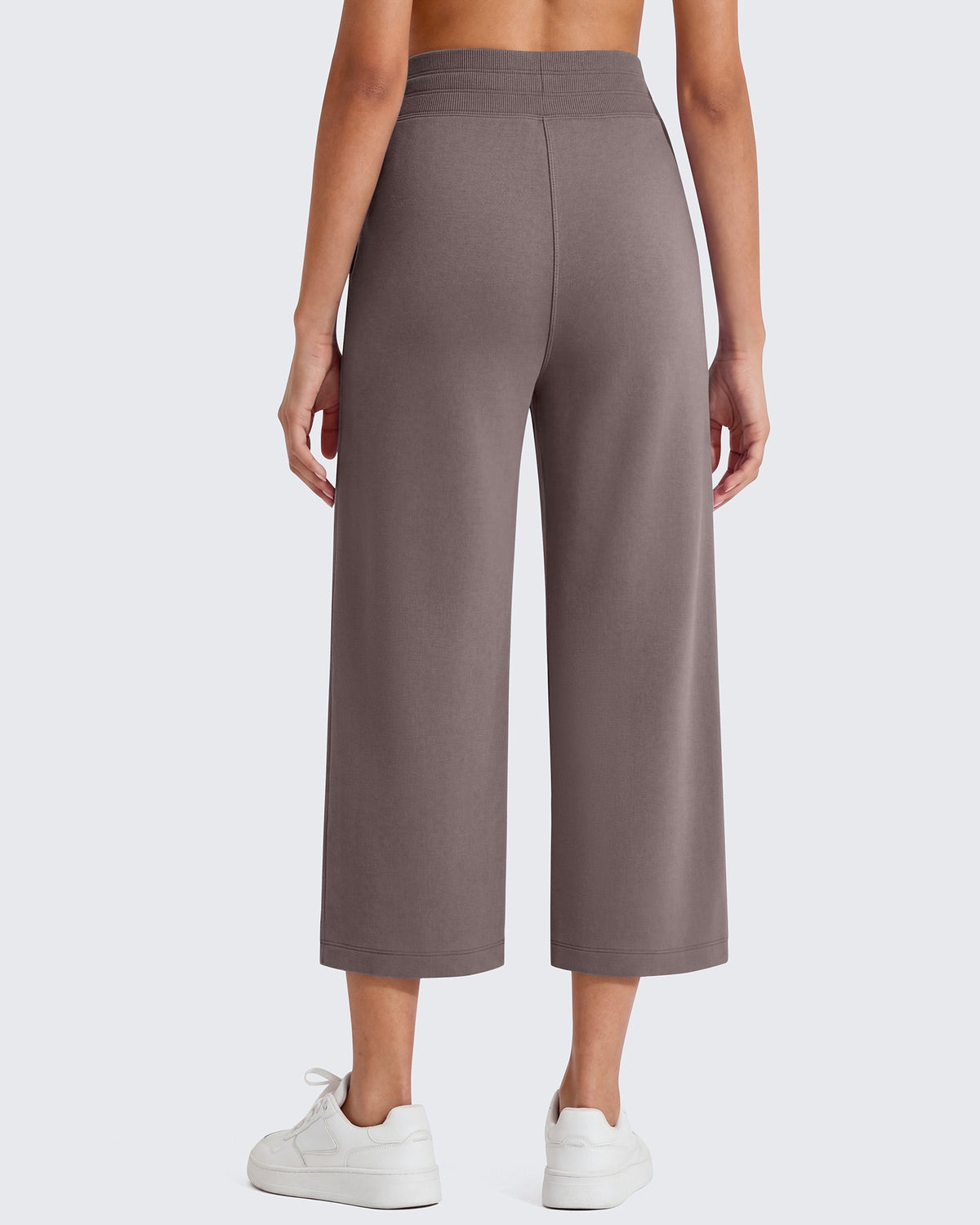 G4Free Smoofit High Waisted Drawstring Wide Leg Capris with Pockets