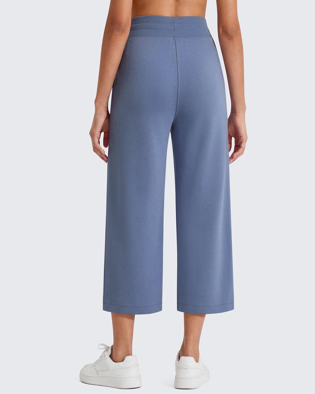 G4Free Smoofit High Waisted Drawstring Wide Leg Capris with Pockets