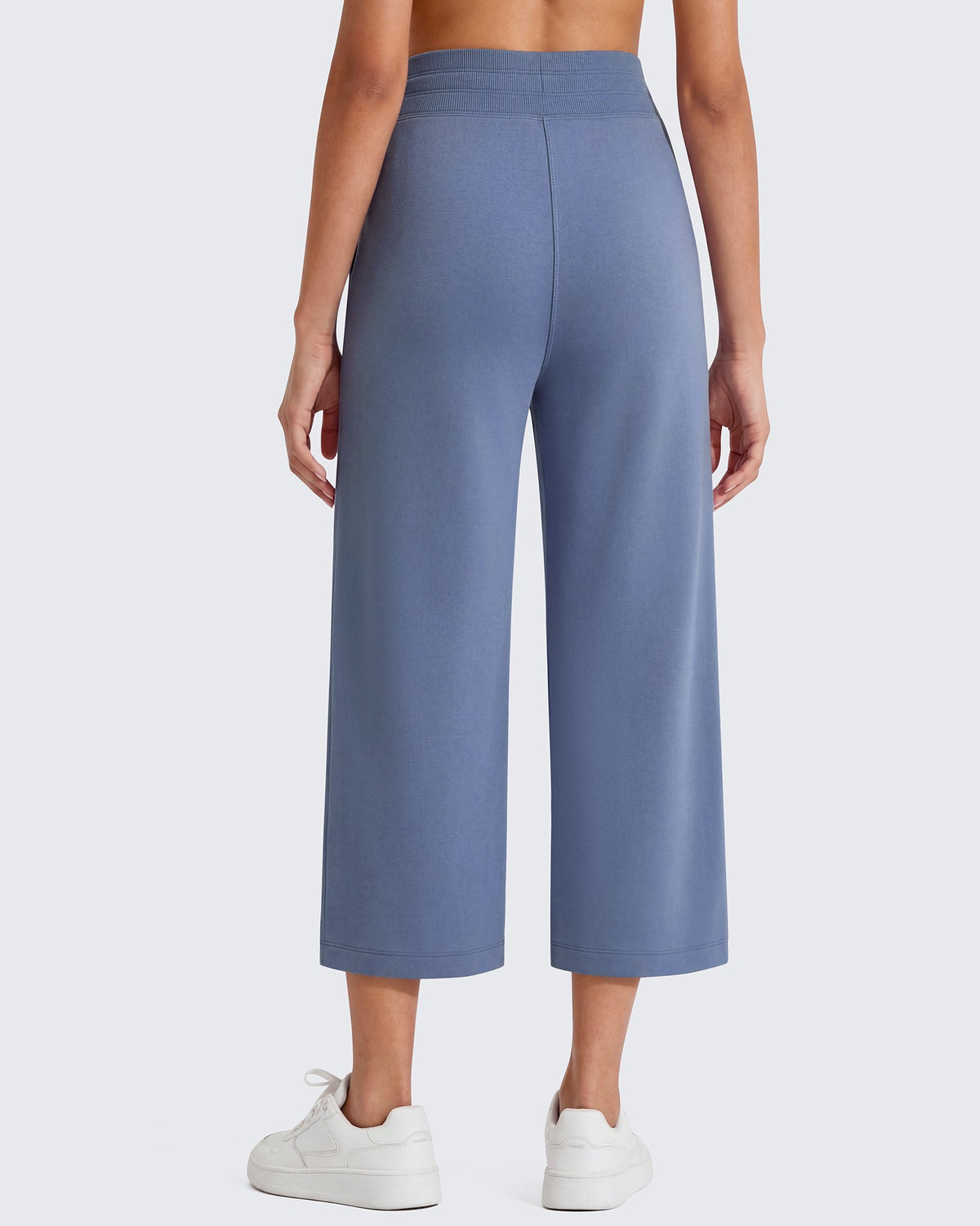 G4Free Smoofit High Waisted Drawstring Wide Leg Capris with Pockets