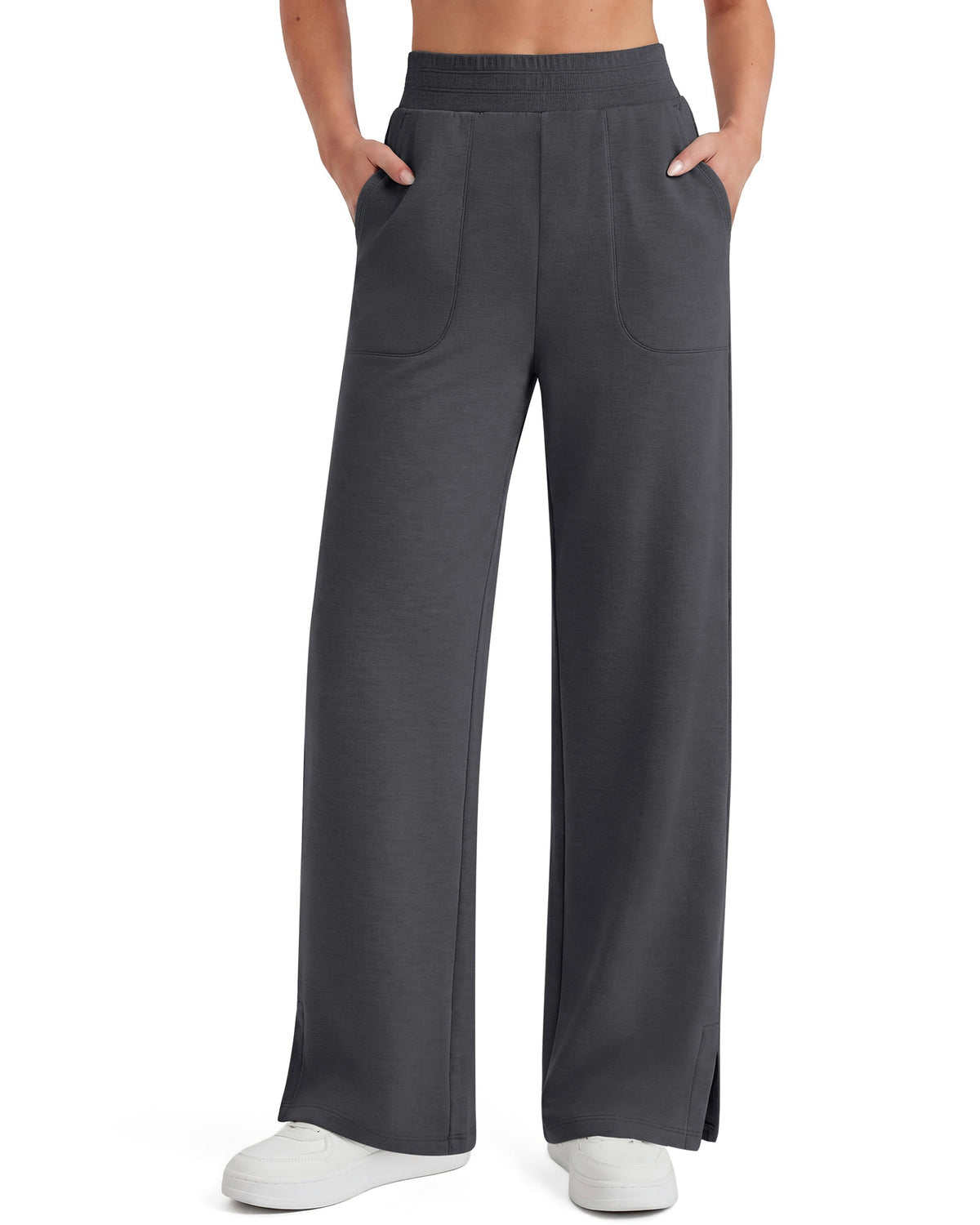 G4Free Smoofit Modal Soft Sweatpants Ribbed Waist Side Slit with Pockets