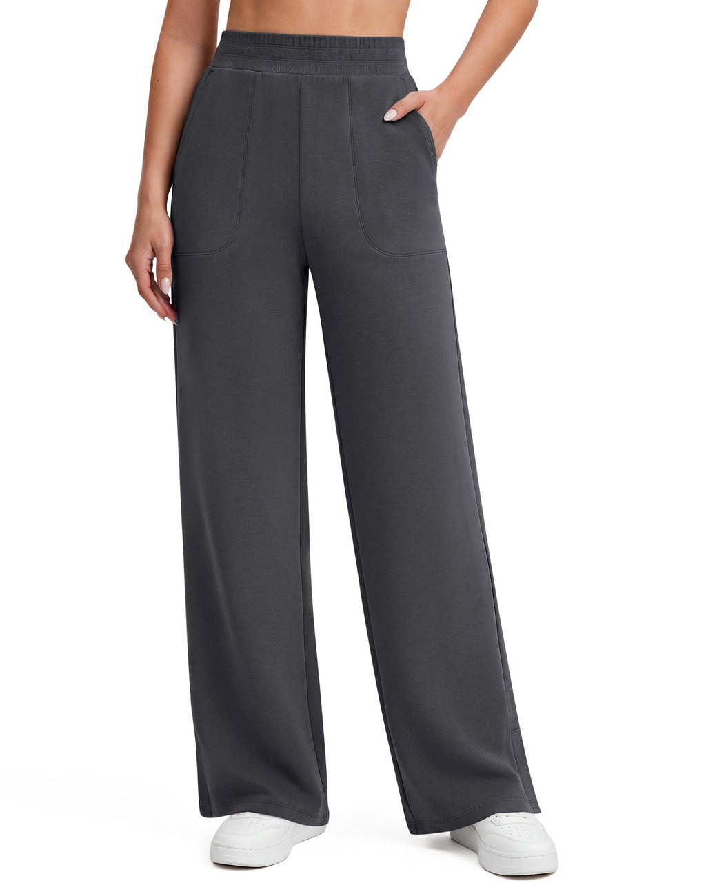 G4Free Smoofit Modal Soft Sweatpants Ribbed Waist Side Slit with Pockets