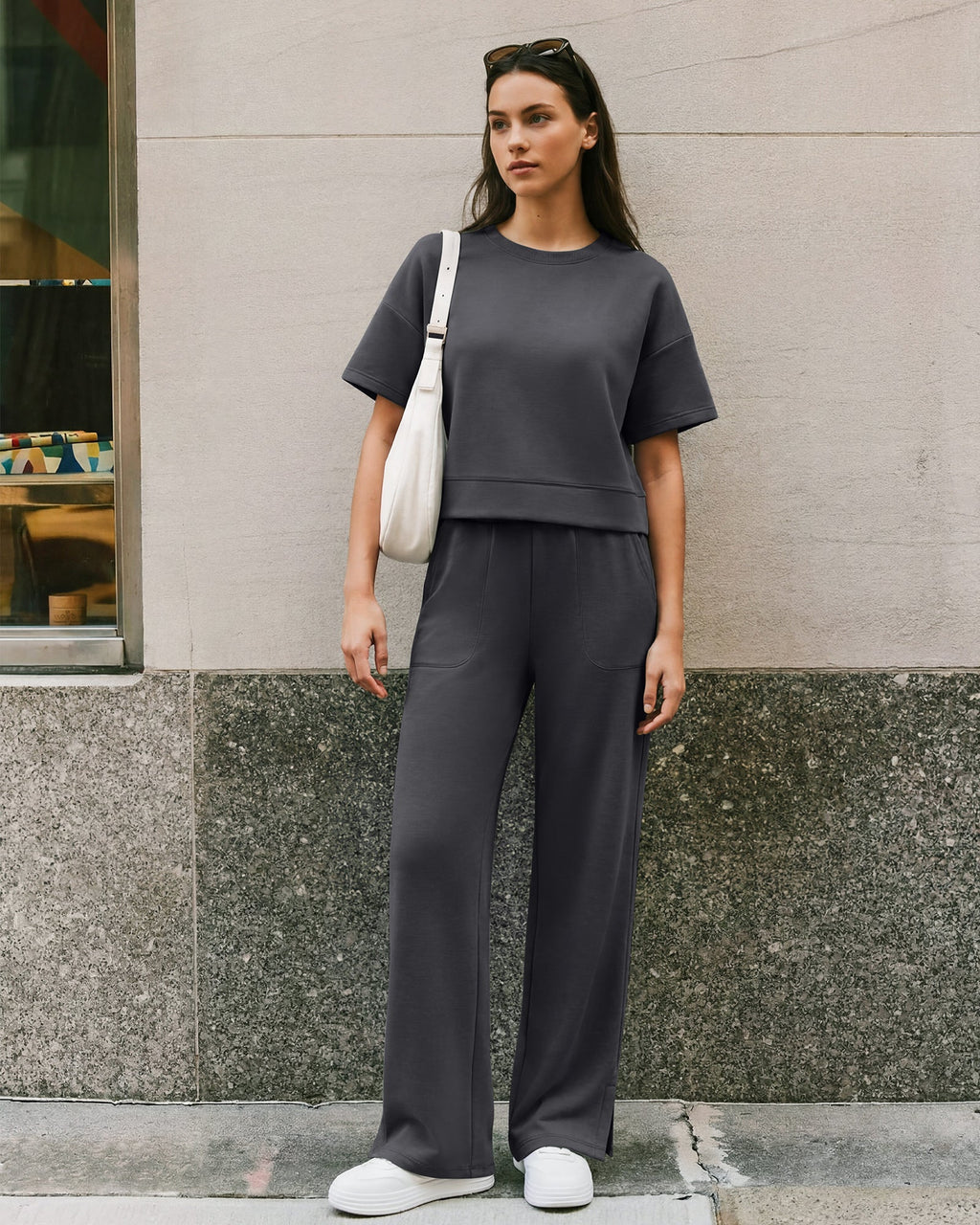 G4Free Smoofit Modal Soft Sweatpants Ribbed Waist Side Slit with Pockets