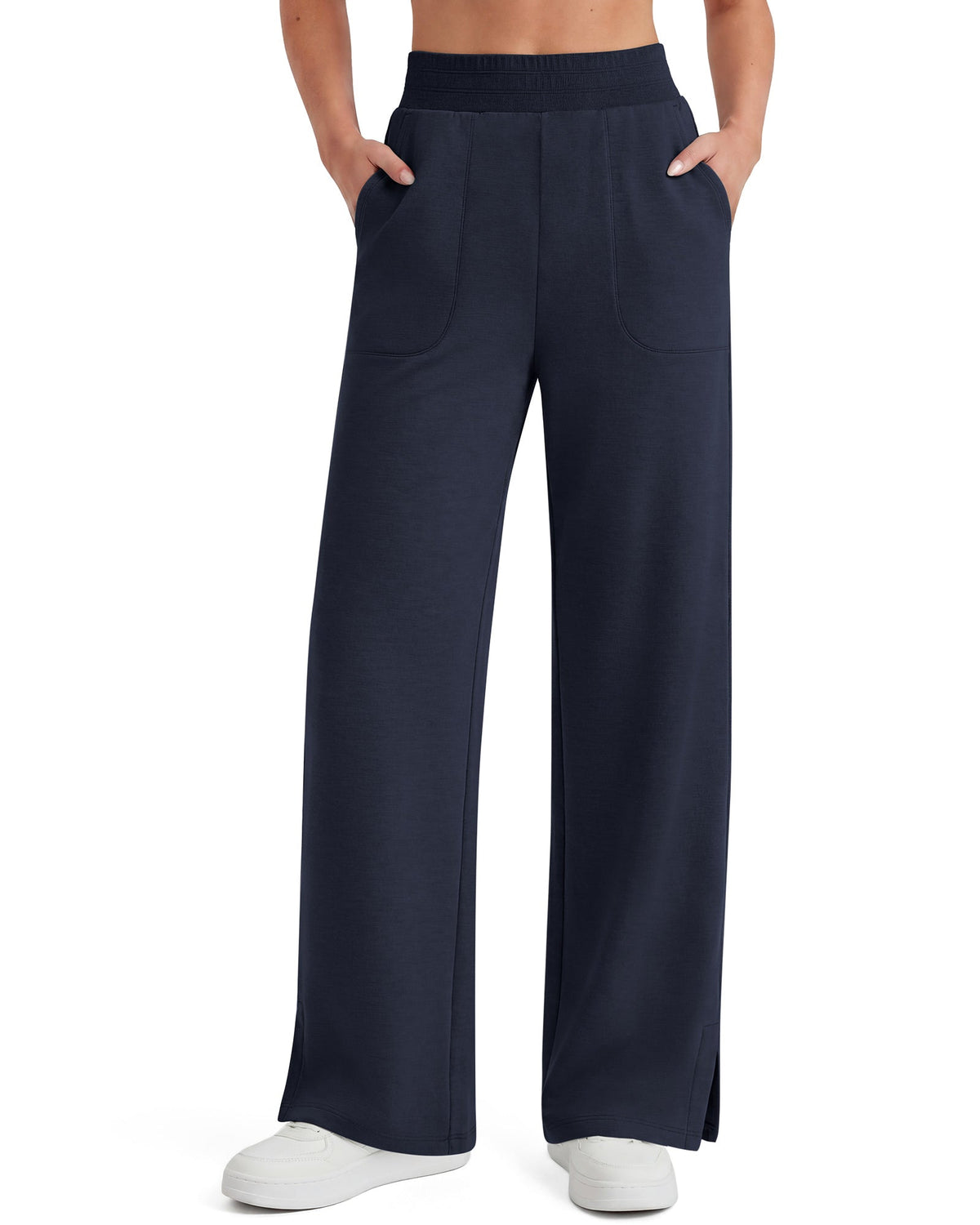 G4Free Smoofit Modal Soft Sweatpants Ribbed Waist Side Slit with Pockets