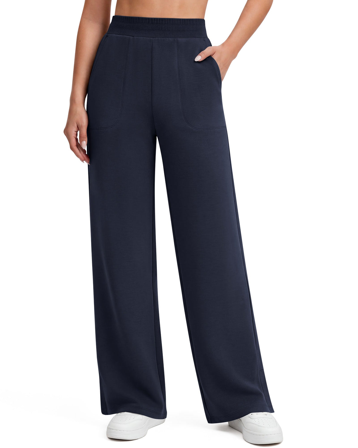 G4Free Smoofit Modal Soft Sweatpants Ribbed Waist Side Slit with Pockets