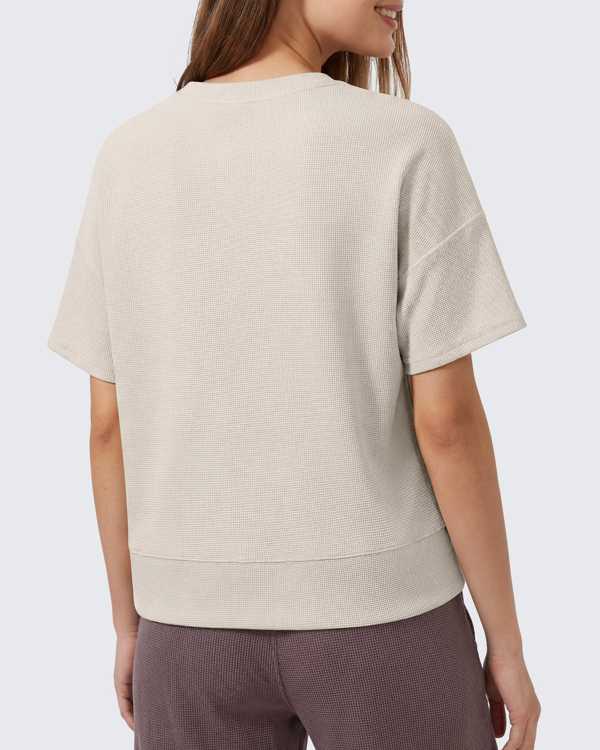 G4Free Soft Waffle Knit Crewneck Tee Breathable Loose Fit