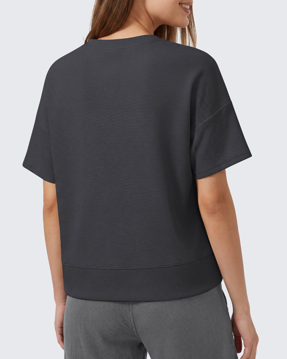 G4Free Soft Waffle Knit Crewneck Tee Breathable Loose Fit