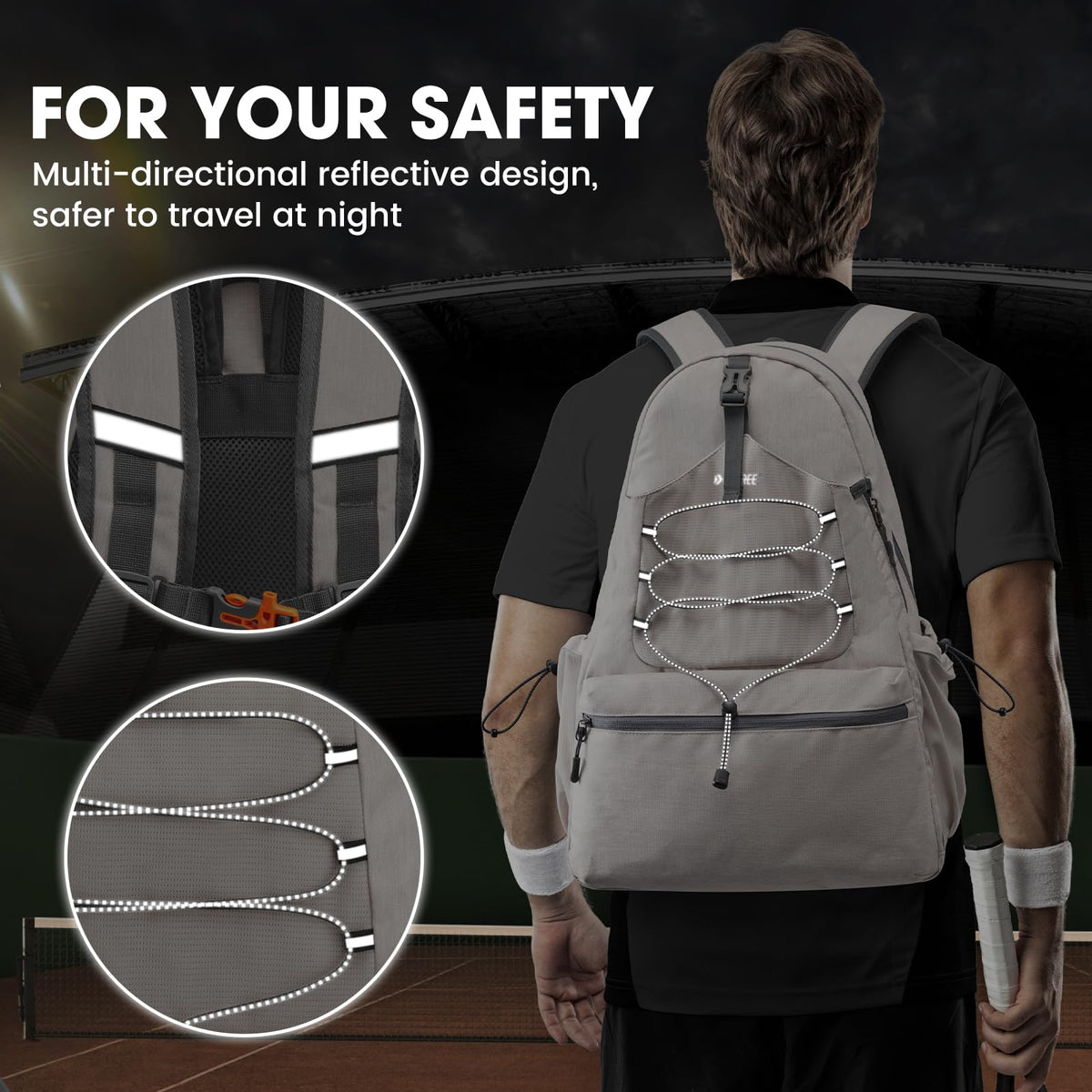 G4Free Tennis Backpack Holds 4 Rackets with Shoe Compartment