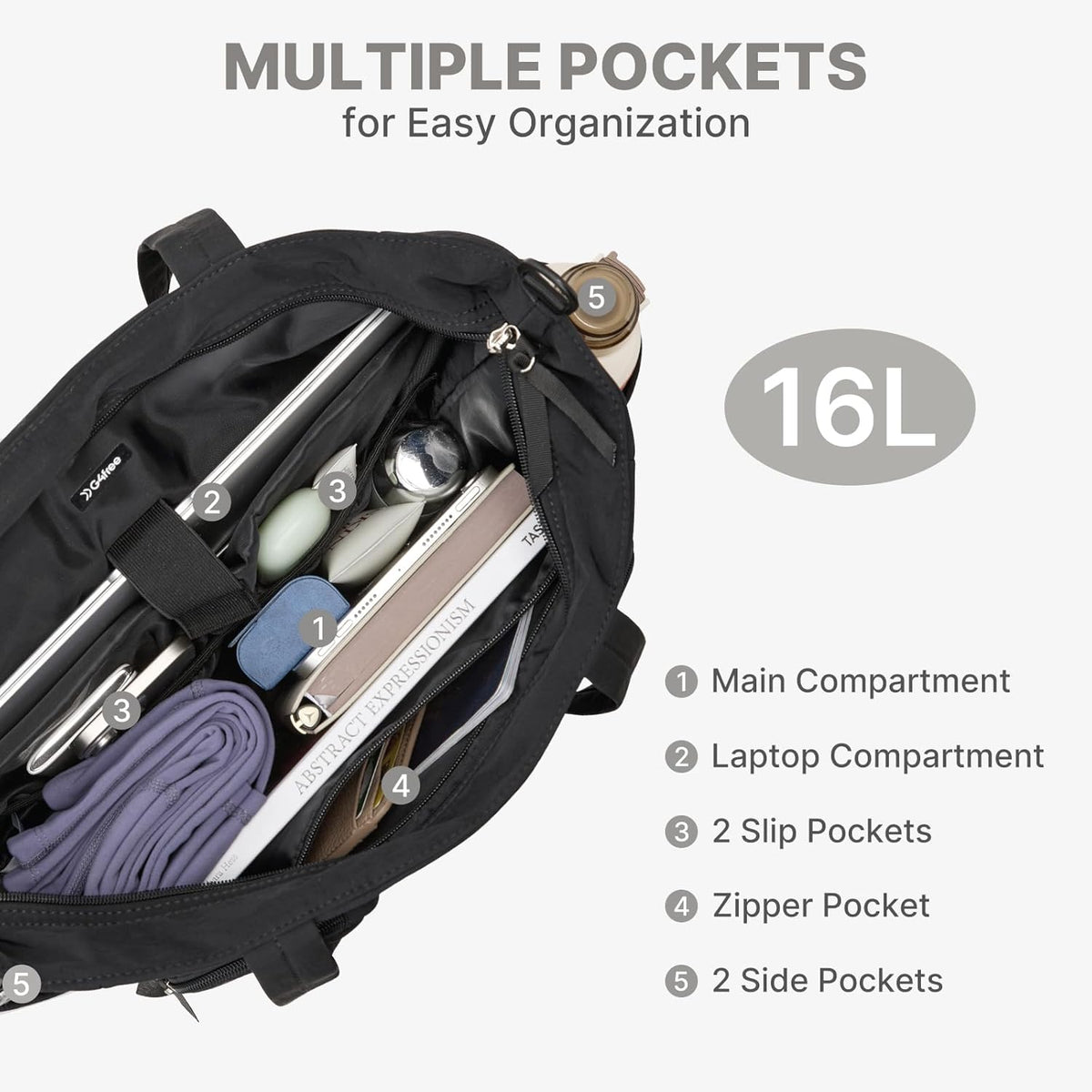 G4Free Tote Bag, Lightweight Work Bag with 15" Laptop Pocket