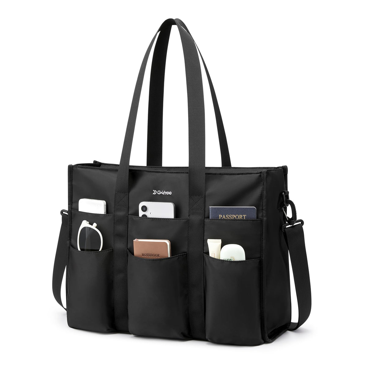G4Free Tote Bag, Multi-Compartment Large Capacity with Zipper Top Handle