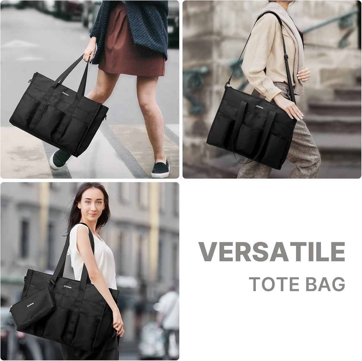 G4Free Tote Bag, Multi-Compartment Large Capacity with Zipper Top Handle