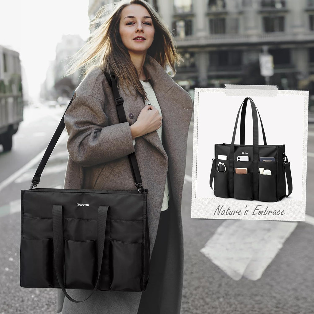 G4Free Tote Bag, Multi-Compartment Large Capacity with Zipper Top Handle