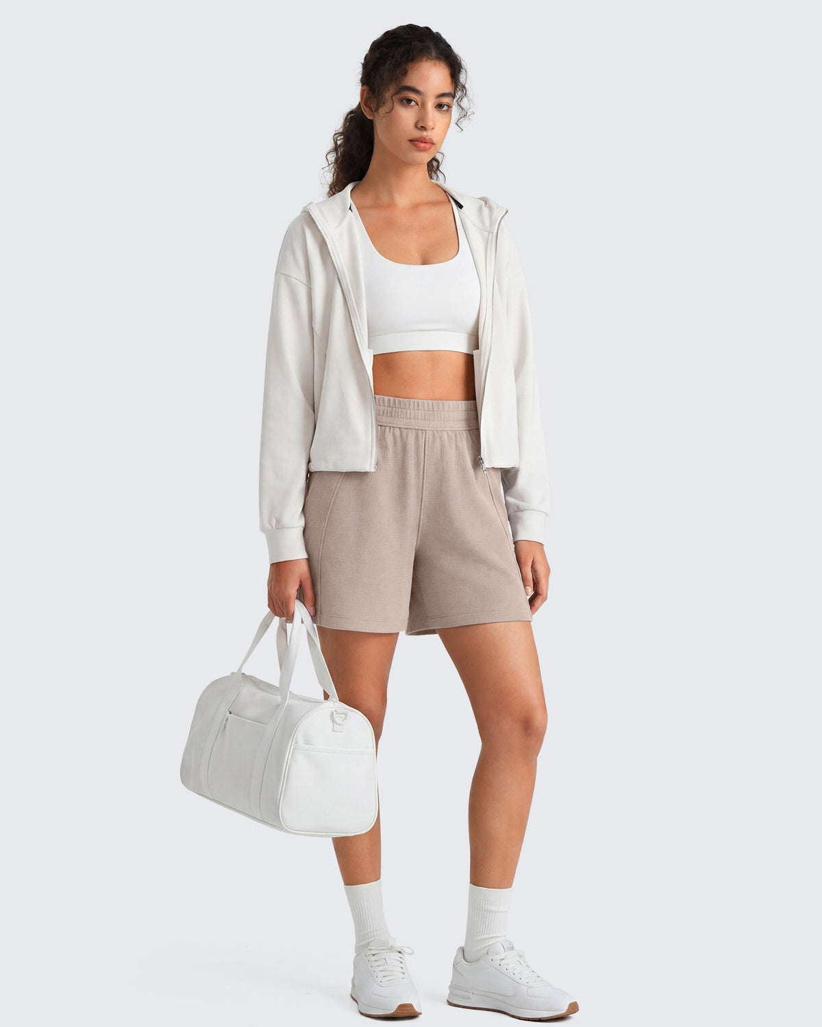 G4Free Waffle Knit 4'' High Waisted Shorts with Pockets