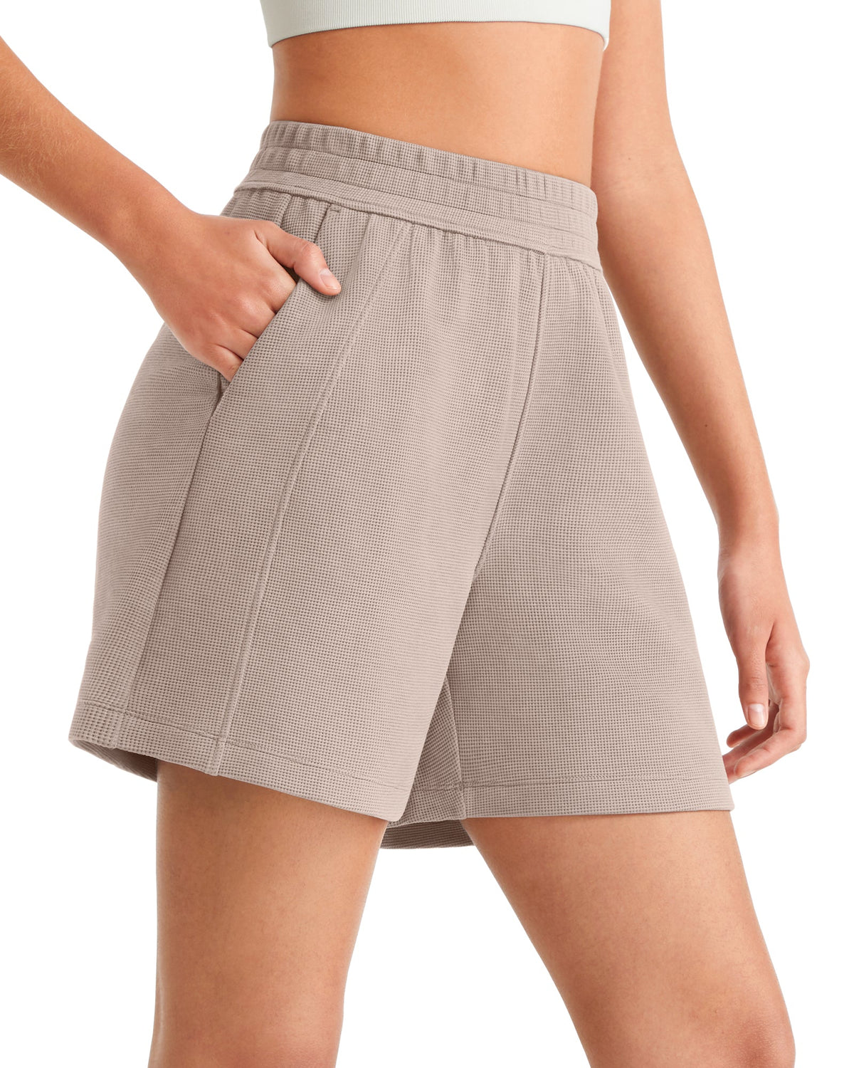 G4Free Waffle Knit 4'' High Waisted Shorts with Pockets