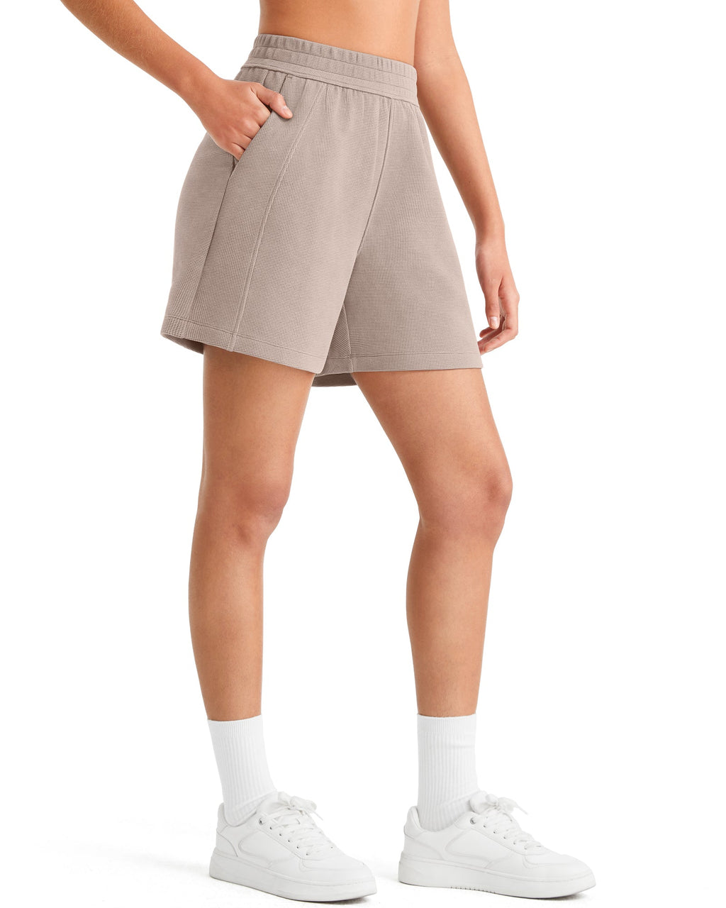 G4Free Waffle Knit 4'' High Waisted Shorts with Pockets