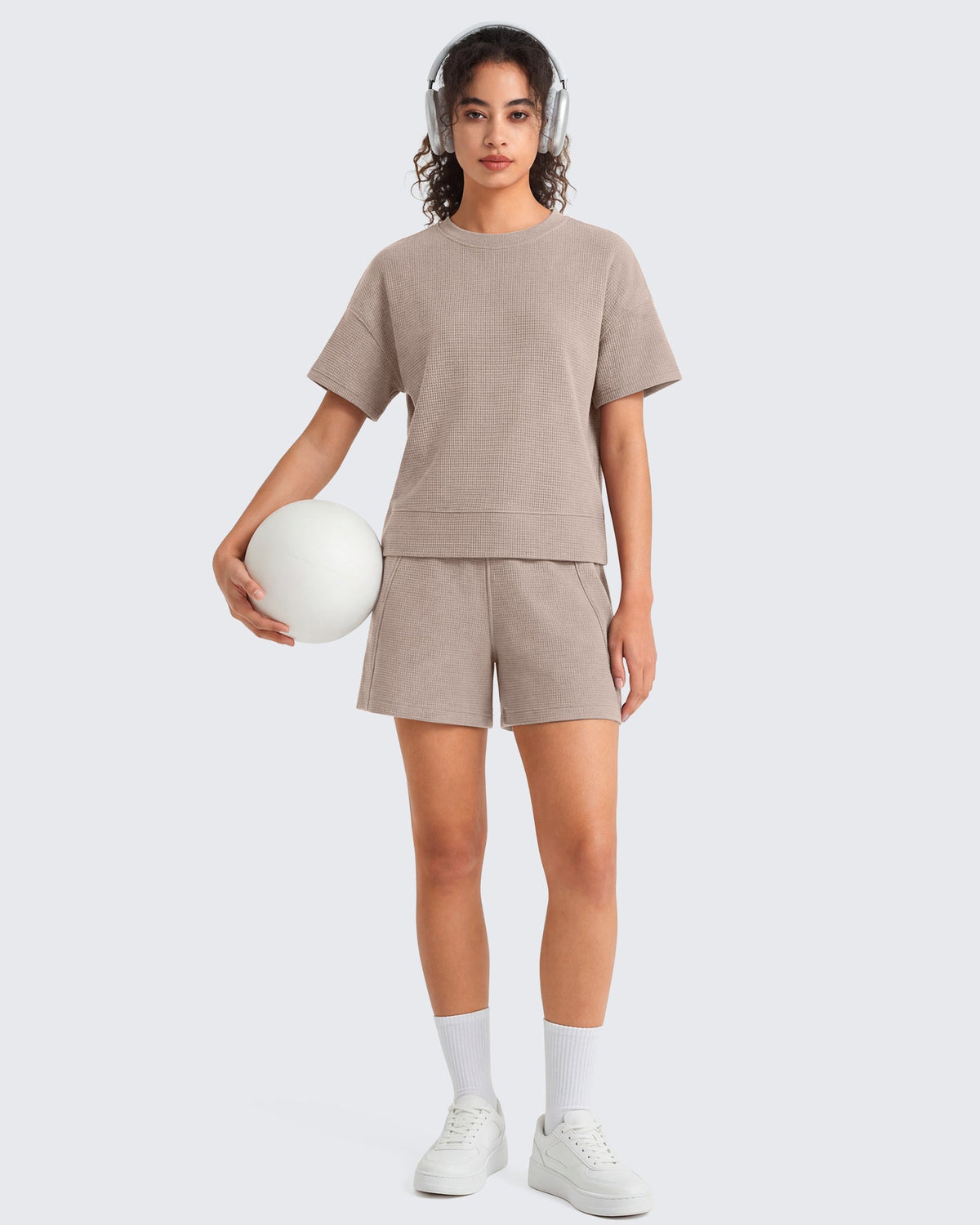 G4Free Waffle Knit 4'' High Waisted Shorts with Pockets