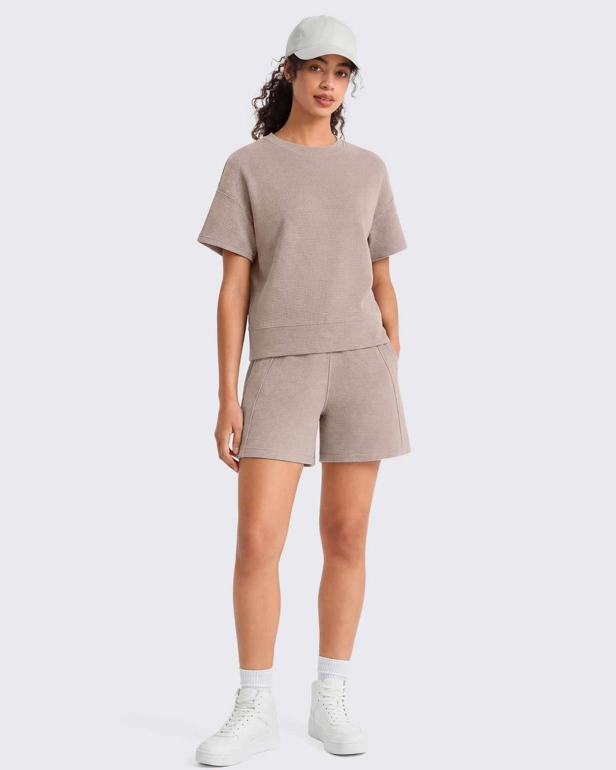 G4Free Waffle Knit 4'' High Waisted Shorts with Pockets