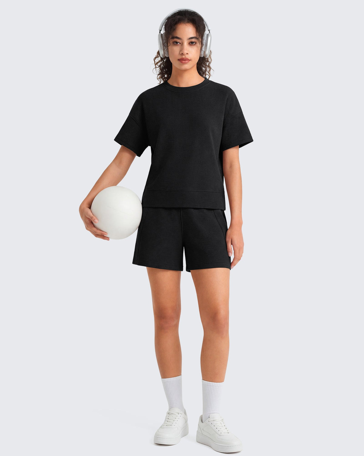 G4Free Waffle Knit 4'' High Waisted Shorts with Pockets