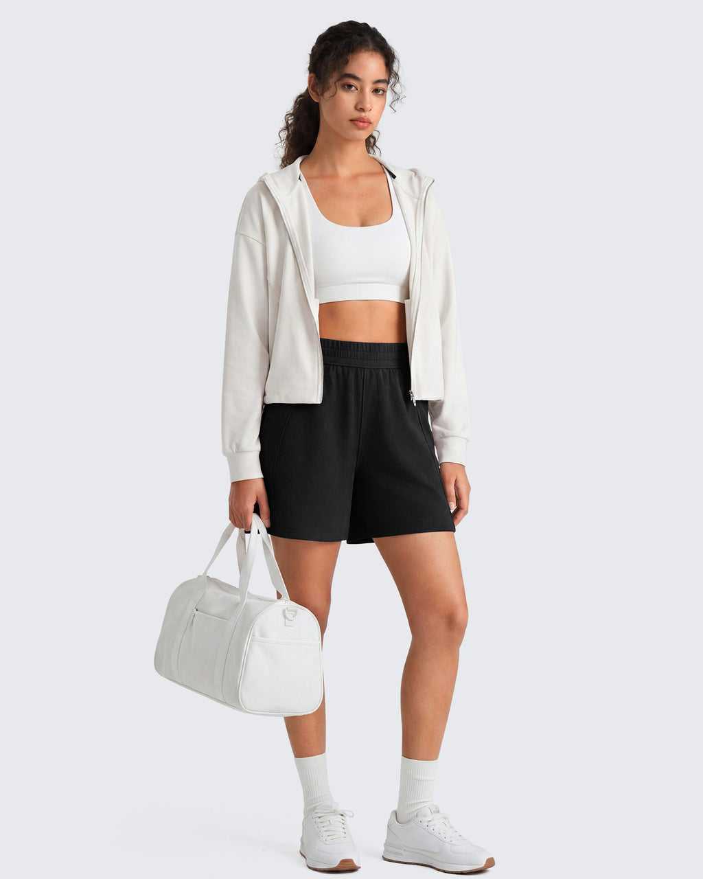 G4Free Waffle Knit 4'' High Waisted Shorts with Pockets