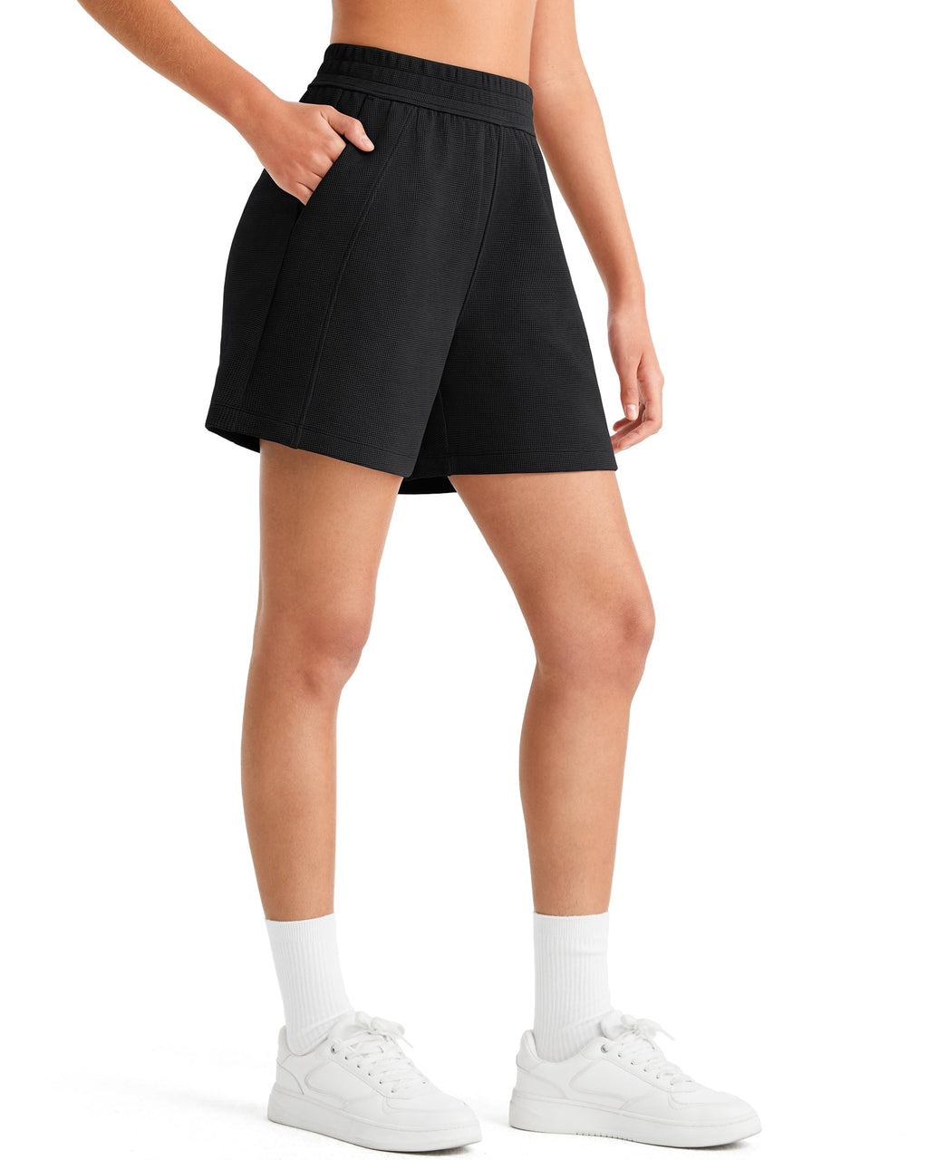 G4Free Waffle Knit 4'' High Waisted Shorts with Pockets