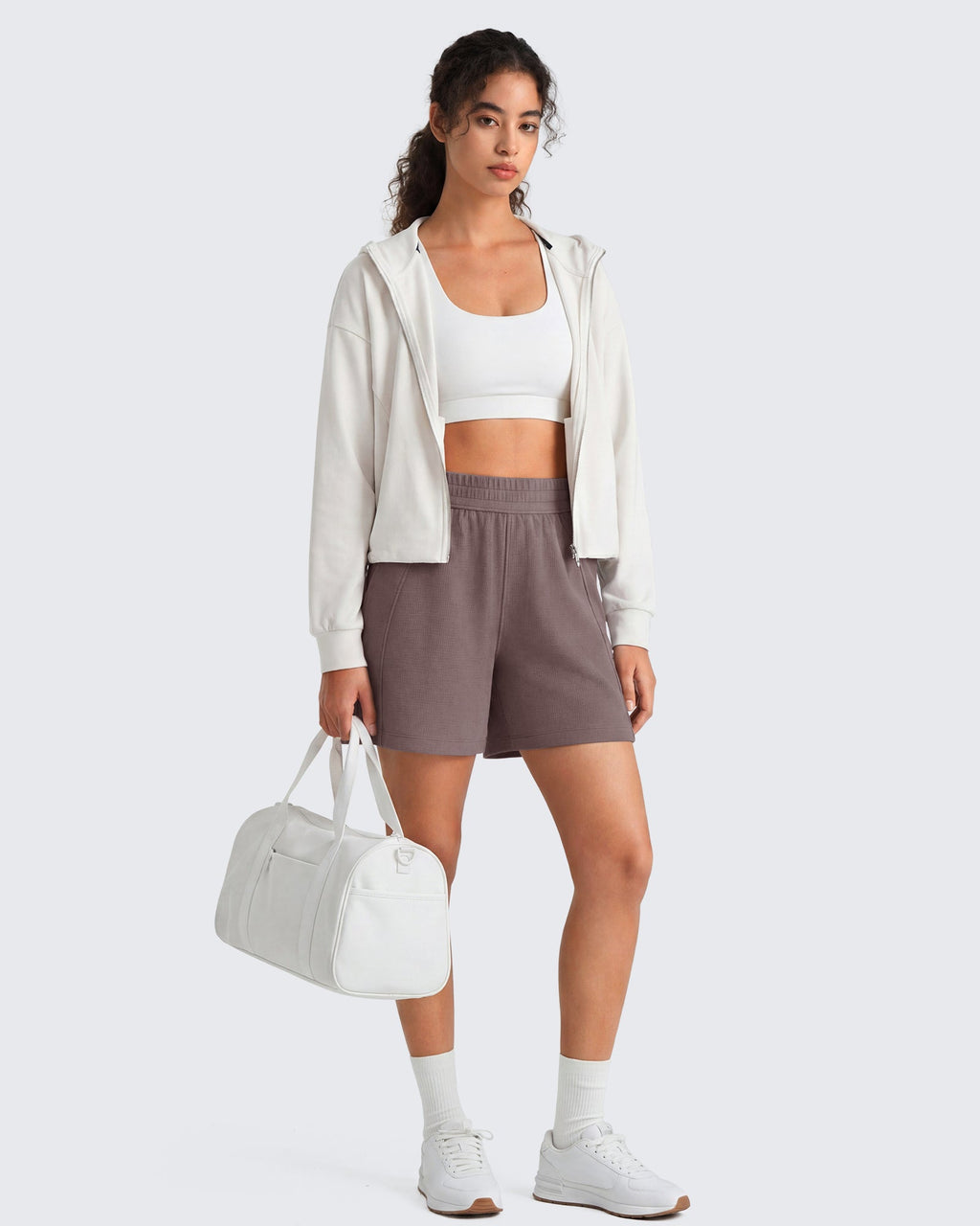 G4Free Waffle Knit 4'' High Waisted Shorts with Pockets