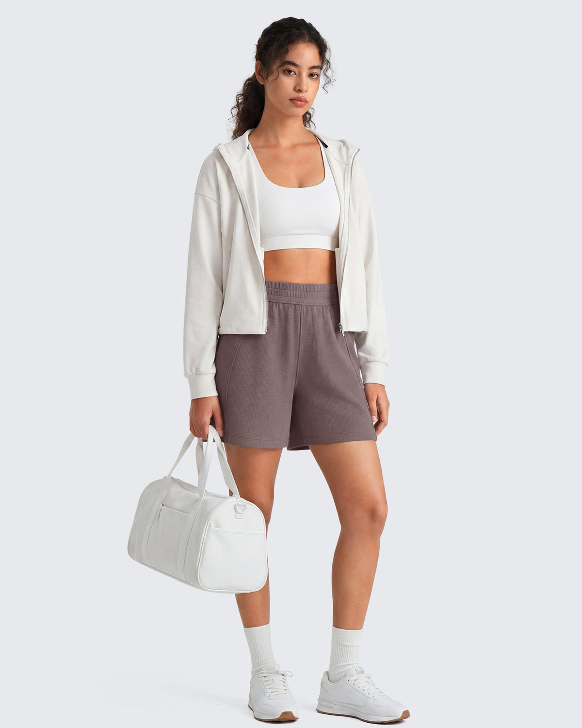 G4Free Waffle Knit 4'' High Waisted Shorts with Pockets