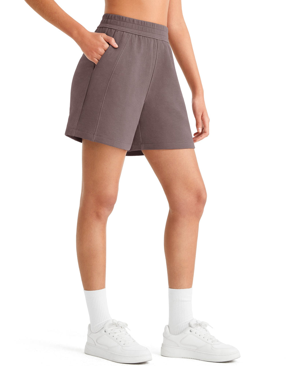 G4Free Waffle Knit 4'' High Waisted Shorts with Pockets
