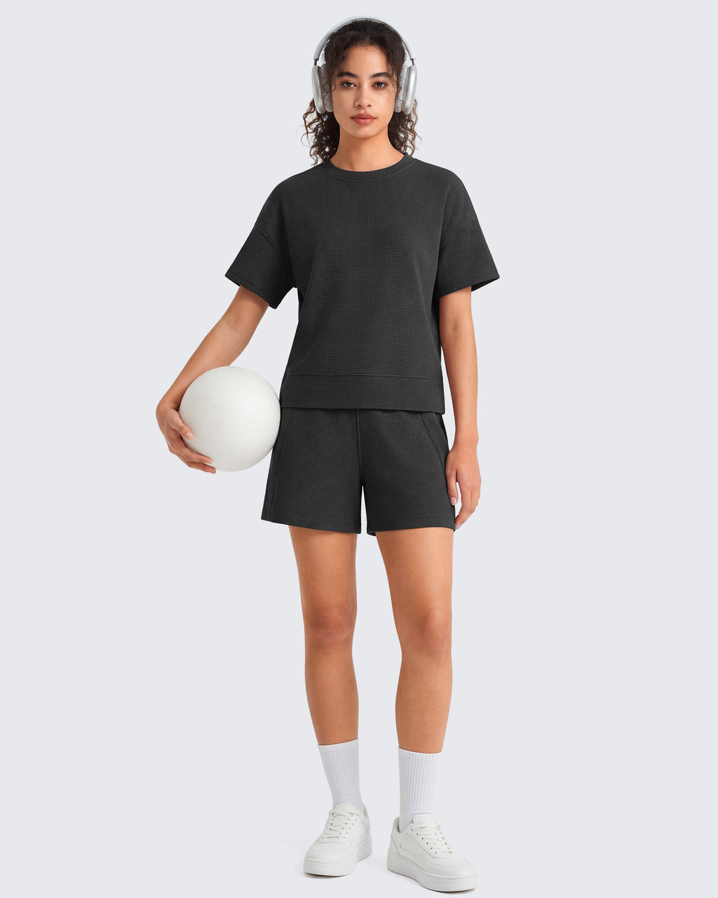G4Free Waffle Knit 4'' High Waisted Shorts with Pockets