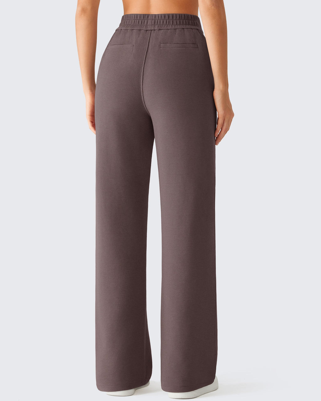 G4Free Waffle Wide Leg Pull On Dress Pants High Waisted Stretchy