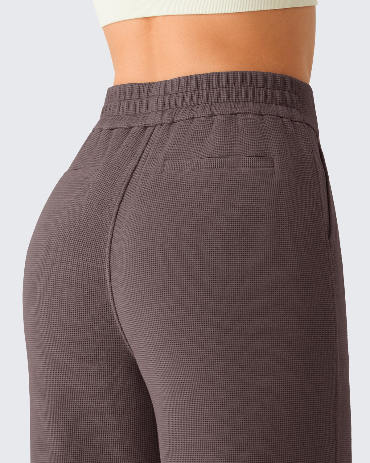 G4Free Waffle Wide Leg Pull On Dress Pants High Waisted Stretchy